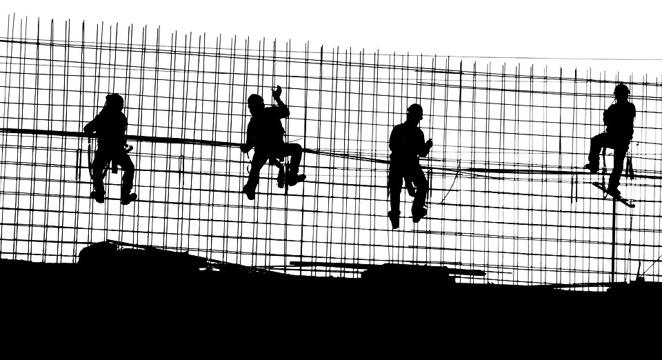 Ouvriers sur un chantier de construction au Mexique.